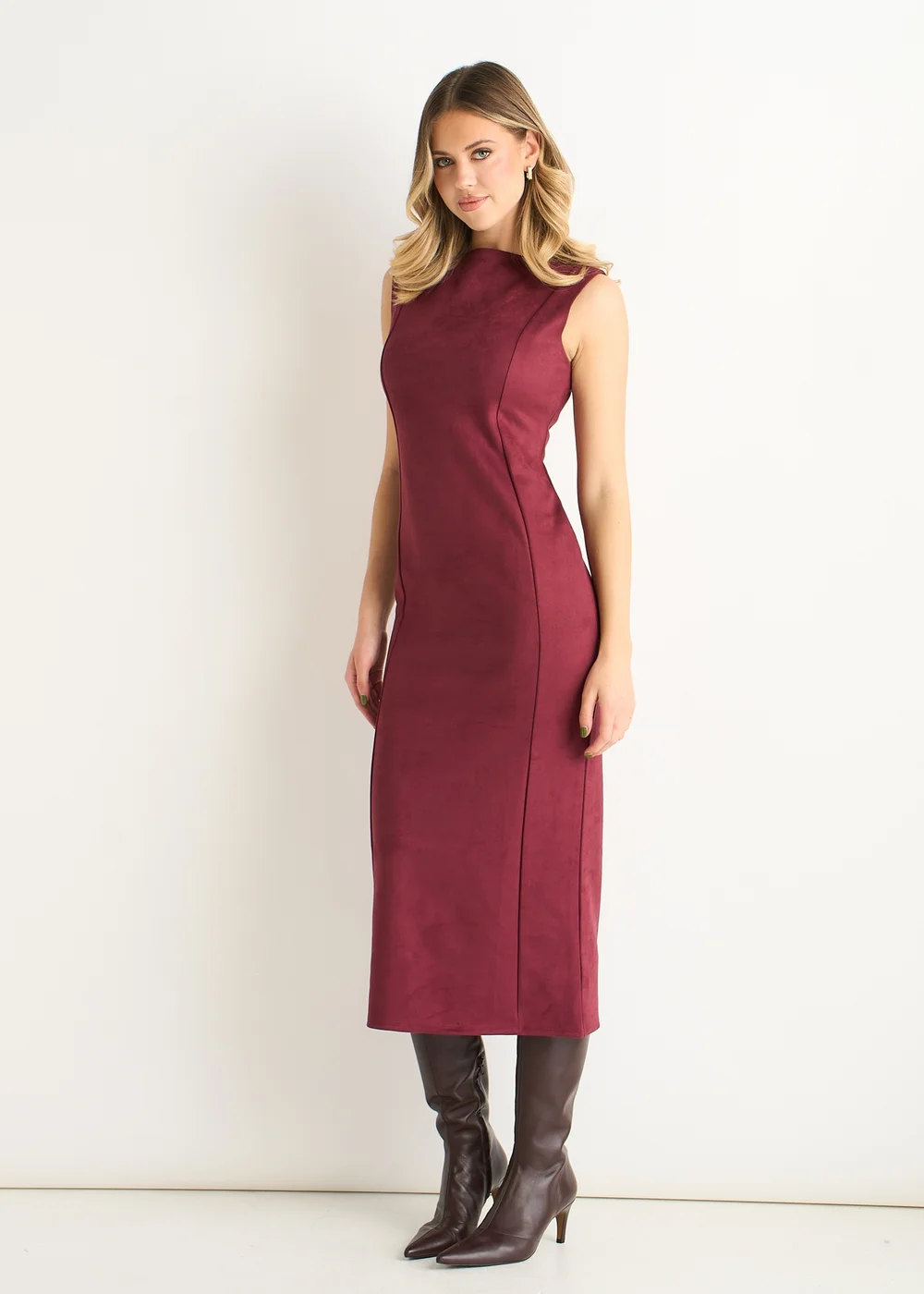 Gini London Mulberry Suede Pencil Dress - 12 Image 4