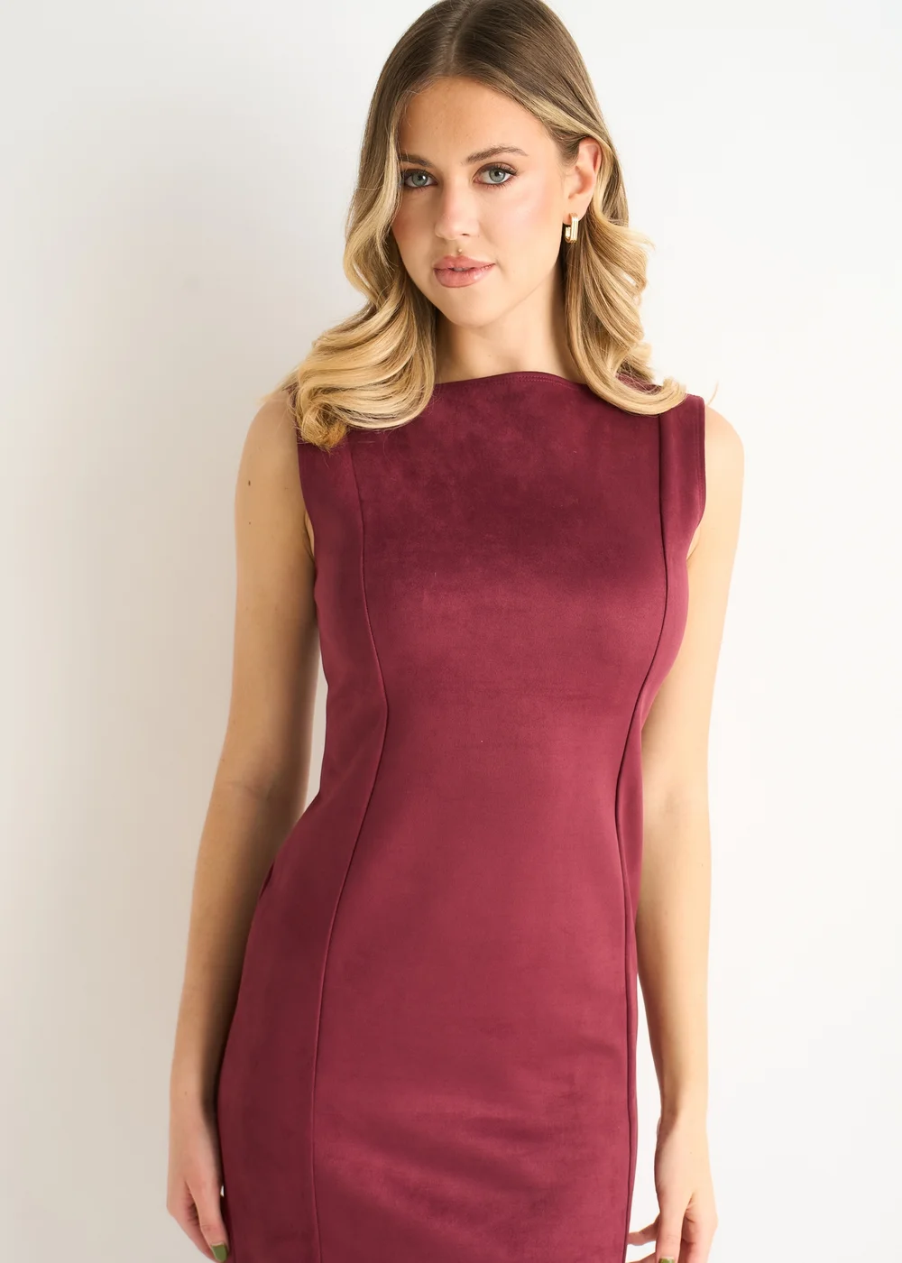 Gini London Mulberry Suede Pencil Dress - 12 Image 3