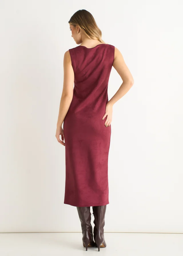 Gini London Mulberry Suede Pencil Dress