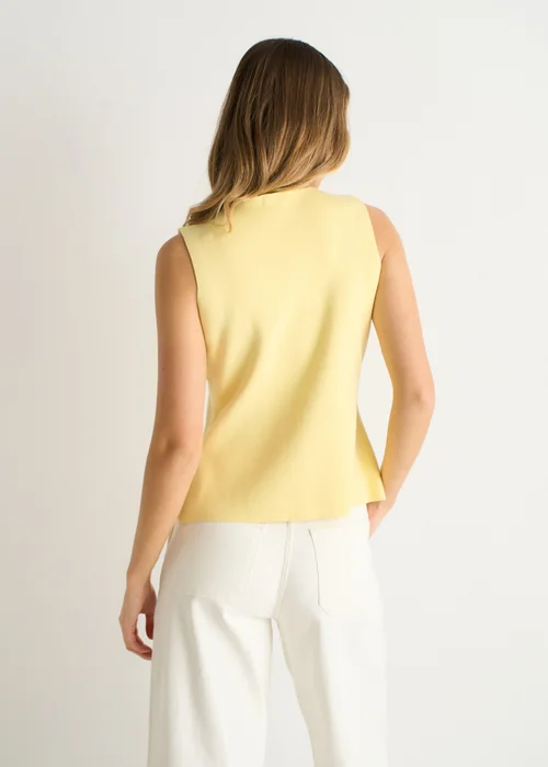 Gini London Lemon Button Front Compact Knit Waistcoat - M/L Image 2