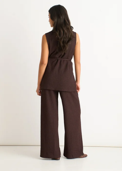 Gini London Chocolate Funnel Neck Textured Jersey Tabard Top - S/M Image 2