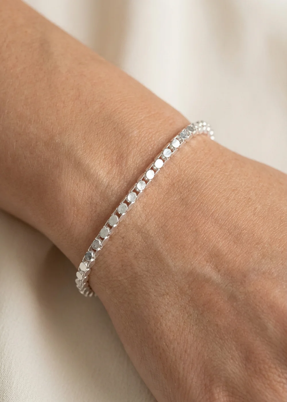 Golden Moments Sterling Silver Round Mirror Chain Bracelet - One Size Image 3