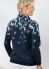Cotton Traders Dark Blue Ink Printed Zip Neck Sweatshirt - 16 Image 2