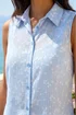 Roman Light Blue Ditsy Floral Sleeveless Blouse - 10 Image 4