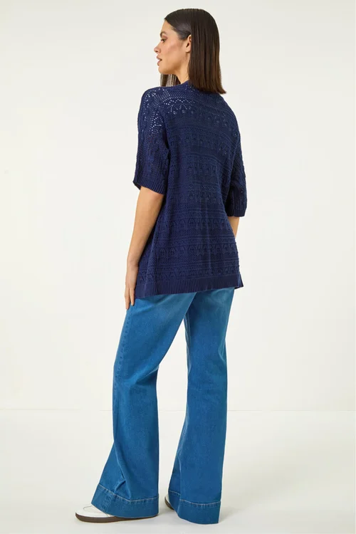 Roman Navy Stitch Detail Knit Cardigan - 16 Image 3