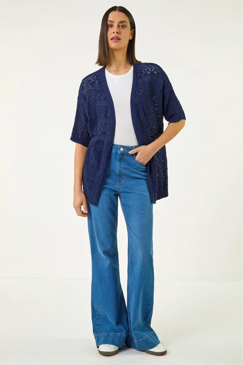 Roman Navy Stitch Detail Knit Cardigan - 16 Image 2