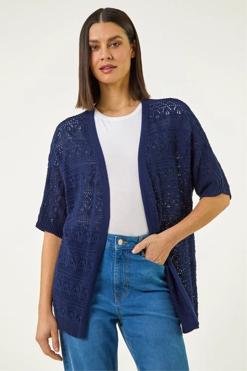 Roman Navy Stitch Detail Knit Cardigan - 16 Image 1