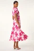 Roman Pink Floral Print Button Through Midi Dress - 12 Image 3