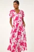 Roman Pink Floral Print Button Through Midi Dress - 12 Image 1