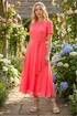 Roman Coral Pleat Chiffon Belted Midi Dress - 20 Image 1