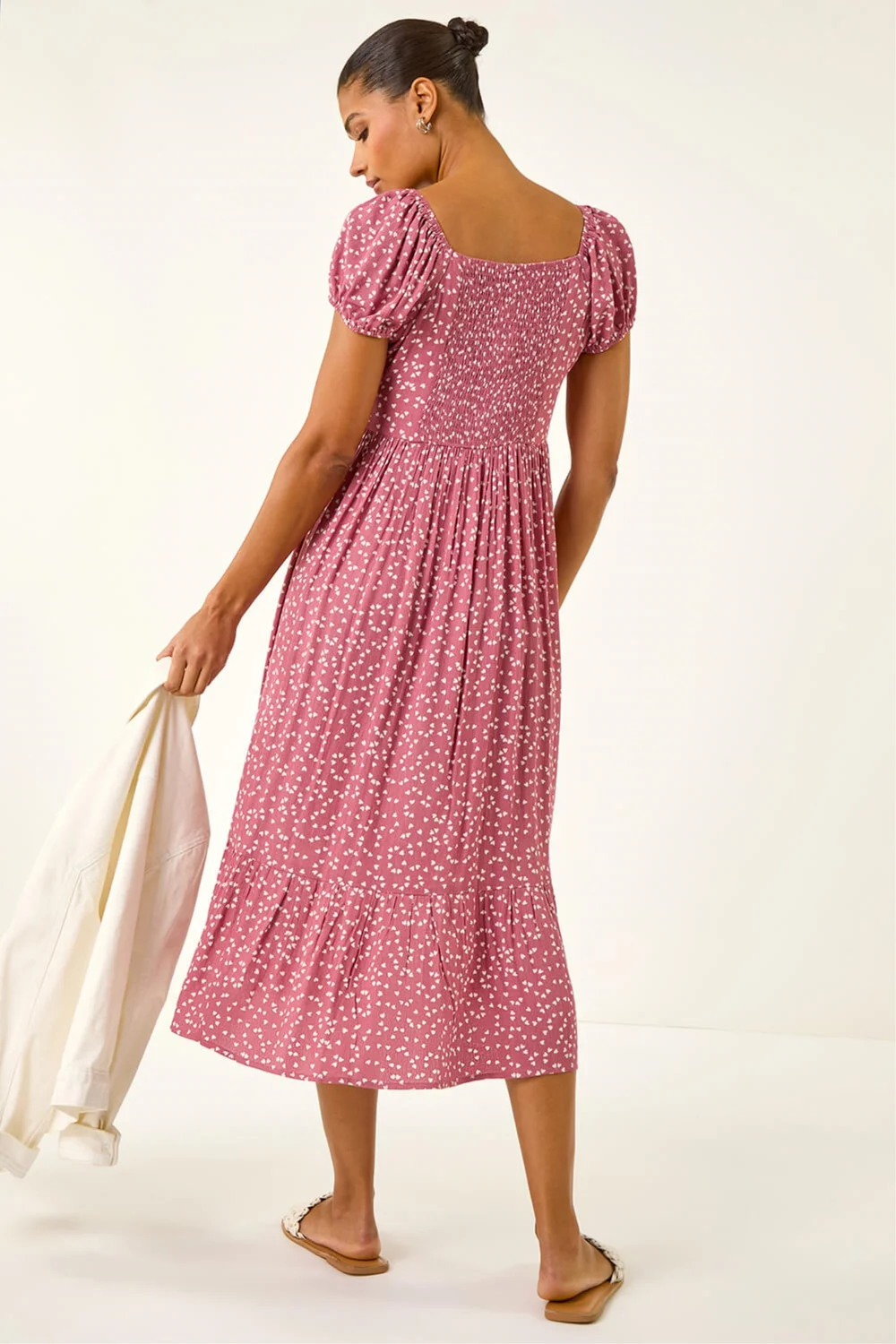 Roman Pink Spotty Heart Button Midi Dress - 20 Image 4