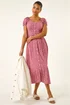 Roman Pink Spotty Heart Button Midi Dress - 20 Image 2