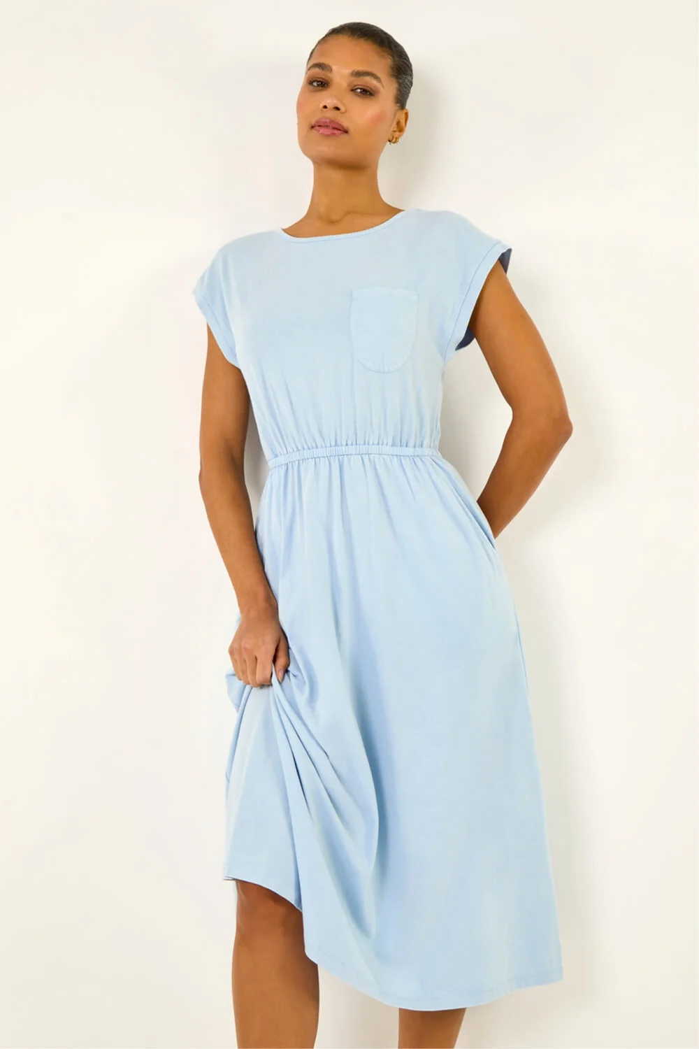 Roman Light Blue T-Shirt Pocket Detail Midi Dress - 16 Image 1