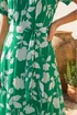Roman Green Floral Print Pleat Neck Midi Dress - 20 Image 4