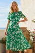 Roman Green Floral Print Pleat Neck Midi Dress - 20 Image 2