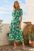 Roman Green Floral Print Pleat Neck Midi Dress - 20 Image 1