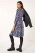 Roman Navy Tie Dye Button Detail V-Neck Dress - 10 Image 3