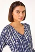 Roman Navy Tie Dye Button Detail V-Neck Dress - 10 Image 4