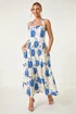 Roman Blue Petite Floral Stretch Midi Dress - 16 Image 2