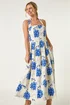 Roman Blue Petite Floral Stretch Midi Dress - 16 Image 1