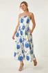 Roman Blue Petite Floral Stretch Midi Dress - 16 Image 4
