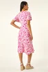 Roman Pink Petite Floral Ruched Stretch Midi Dress - 10 Image 3