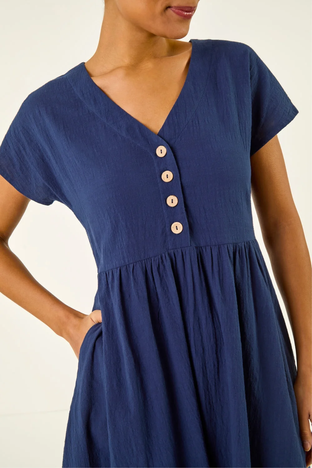 Roman Navy Linen Look Button Midi Dress - 18 Image 4