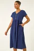 Roman Navy Linen Look Button Midi Dress - 18 Image 3