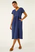 Roman Navy Linen Look Button Midi Dress - 18 Image 1