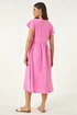 Roman Pink Linen Look Button Midi Dress - 10 Image 3