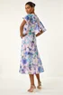 Roman Lilac Floral Print Cape Back Midi Dress - 16 Image 4