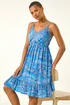 Roman Blue Paisley Print Strappy Frill Dress - 10 Image 1
