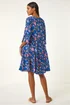Roman Blue Floral Print Lace Detail Smock Dress - 14 Image 3