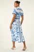 Roman Blue Floral Border Print Collared Shirt Dress - 10 Image 3