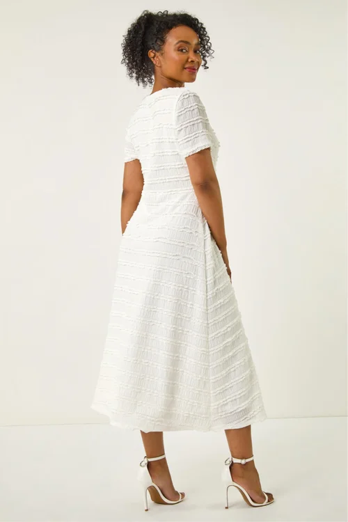 Roman White Petite Ruffle Midi Wrap Dress - 14 Image 3