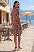 Roman Rust Floral Print V-Neck Wrap Stretch Dress - 12 Image 3