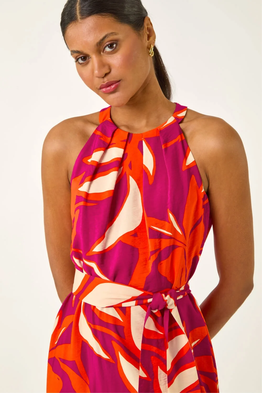 Roman Cerise Floral Print Frill Wrap Midi Dress - 20 Image 4