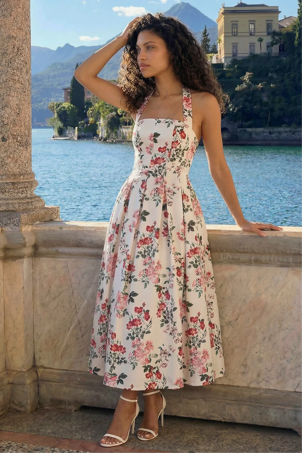 Roman Ivory Petite Floral Stretch Midi Dress - 18 Image 1