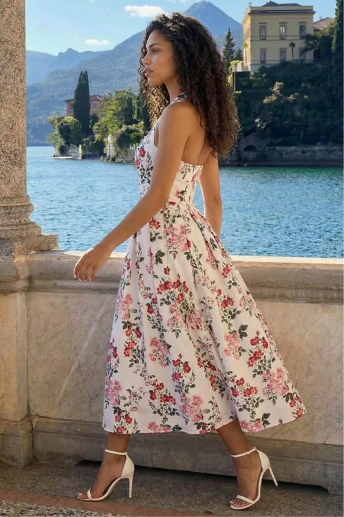 Roman Ivory Petite Floral Stretch Midi Dress - 18 Image 3