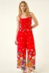 Roman Red Floral Border Print Shirred Jumpsuit - 20 Image 2