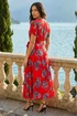 Roman Red Floral Print Pleat Neck Midi Dress - 12 Image 3