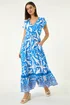 Roman Blue Border Print Button Dress - 12 Image 2