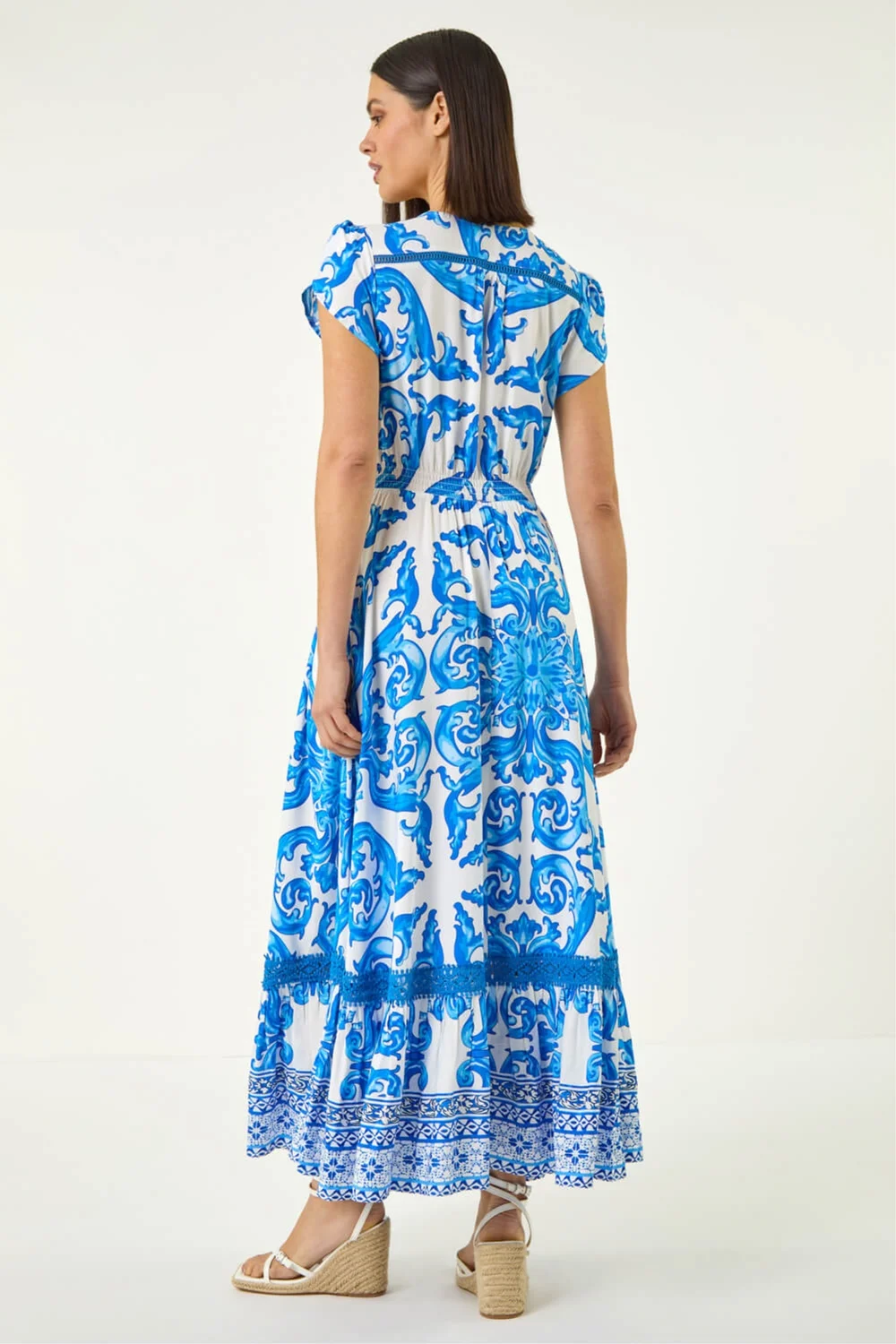 Roman Blue Border Print Button Dress - 12 Image 3