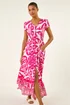 Roman Pink Border Print Button Dress - 20 Image 4