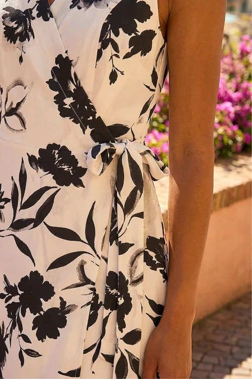 Dusk White Floral Wrap Dress - 16 Image 4