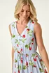 Roman Blue Petite Strawberry Tie Waist Dress - 16 Image 4