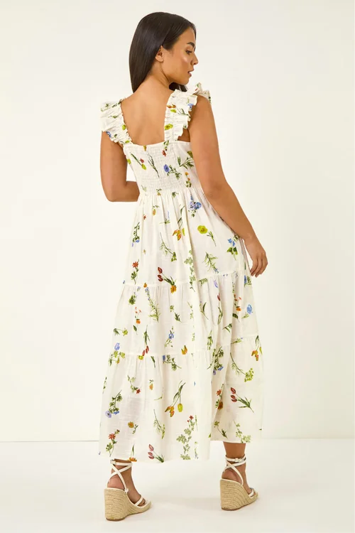 Roman White Petite Floral Tiered Maxi Dress - 8 Image 3