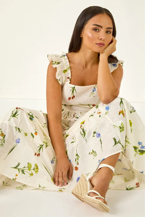 Roman White Petite Floral Tiered Maxi Dress - 8 Image 2