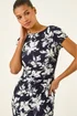 Roman Navy Floral Gathered Shift Dress - 14 Image 3