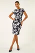 Roman Navy Floral Gathered Shift Dress - 14 Image 1